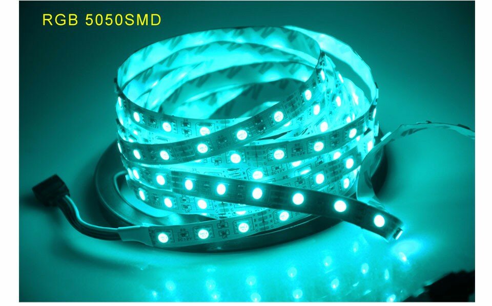 Мега яркая High lum Светодиодная лента SMD 5050, 60 диодов/метр, Double line люкс, 12 В, цвет: RGB, IP33, золотой чип - Цвет свечения:RGB