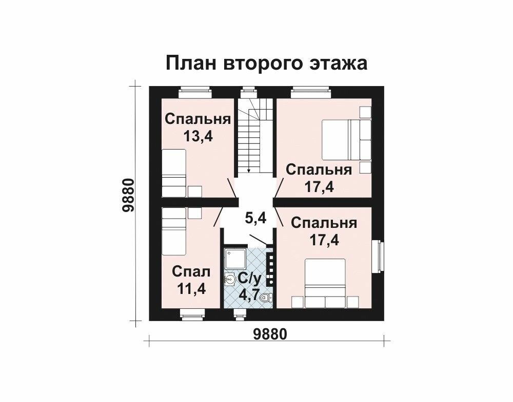 (147м2, 10х10м) Готовый проект двухэтажного дома из газобетона с чердаком и террасой - AS-2080 - фотография № 4