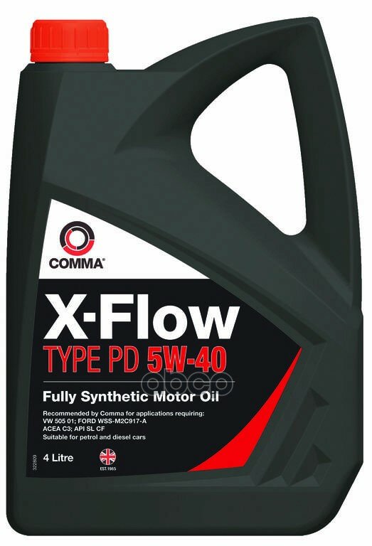 COMMA Comma 5W40 X-Flow Type Pd (4L)_Масло Моторное! Синт Acea C3, Api Sl/Cf, Vw 505.01, Ford 917-A