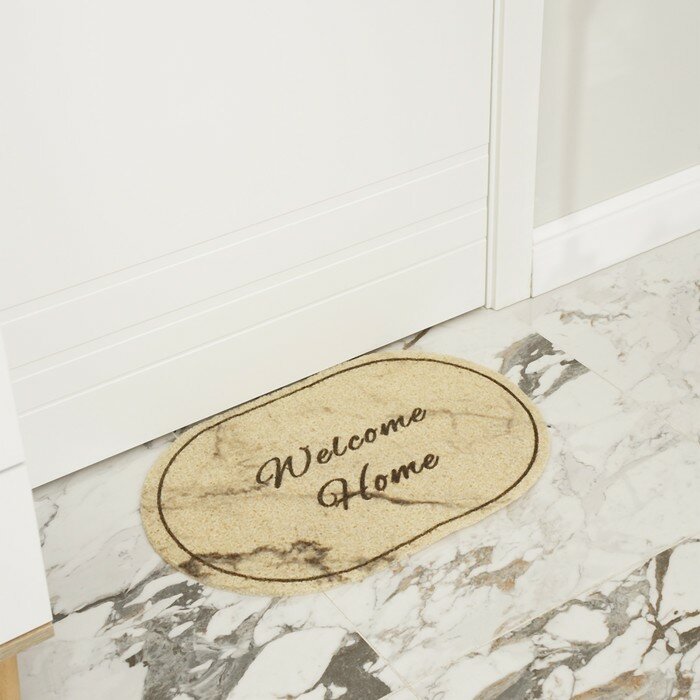 Коврик придверный грязезащитный Доляна Welcome Home, 40×60 см, цвет мрамор - фотография № 5