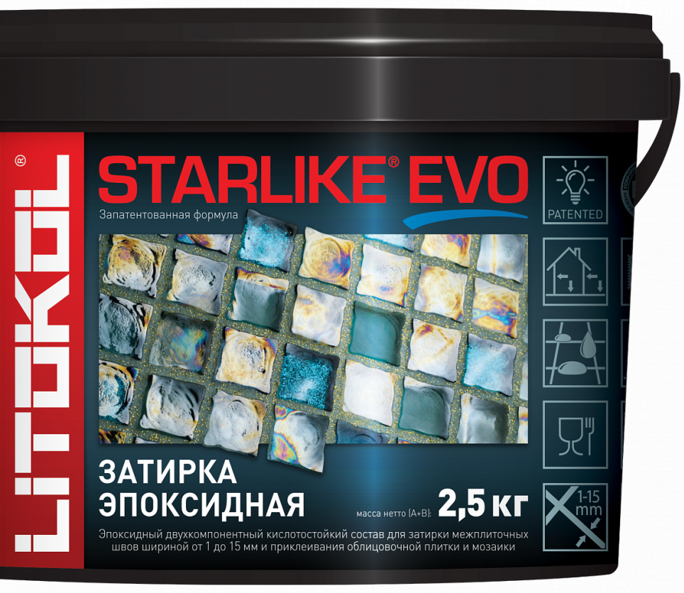 Litokol Затирка для швов LITOKOL STARLIKE EVO S.145 Nero Carbonio 2,5кг