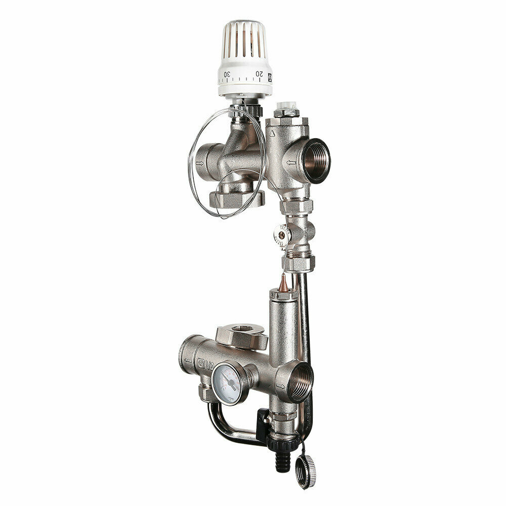 Насосно-смесительный узел VALTEC VALMIX с насосом 25-6/130 мм межосевое расстояние 200 мм, G1" / Модуль с термоголовкой VT.VALMIX.0.130 + VRS.256.13.0 — фото 4