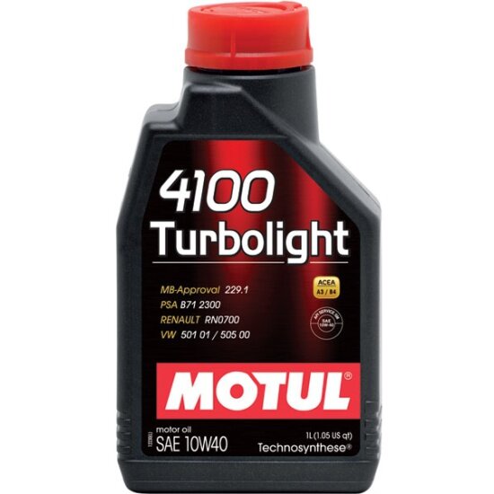 Моторное масло MOTUL 4100 Turbolight 10W-40, полусинтетическое, 1л ( 100348,102774,108644)