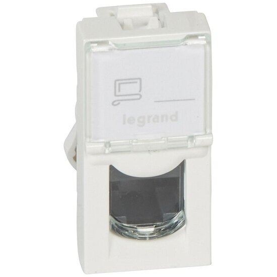 Розетка компьютерная LEGRAND MOSAIC 1мод. RJ45 5E UTP, скрытый монтаж, белый, 076551