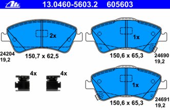 13.0460-5603.2_=1342 12 [0446502280] !колодки дисковые п.\ Toyota Auris/Avensis/Verso 1.6-2.2D 09> ATE 13046056032