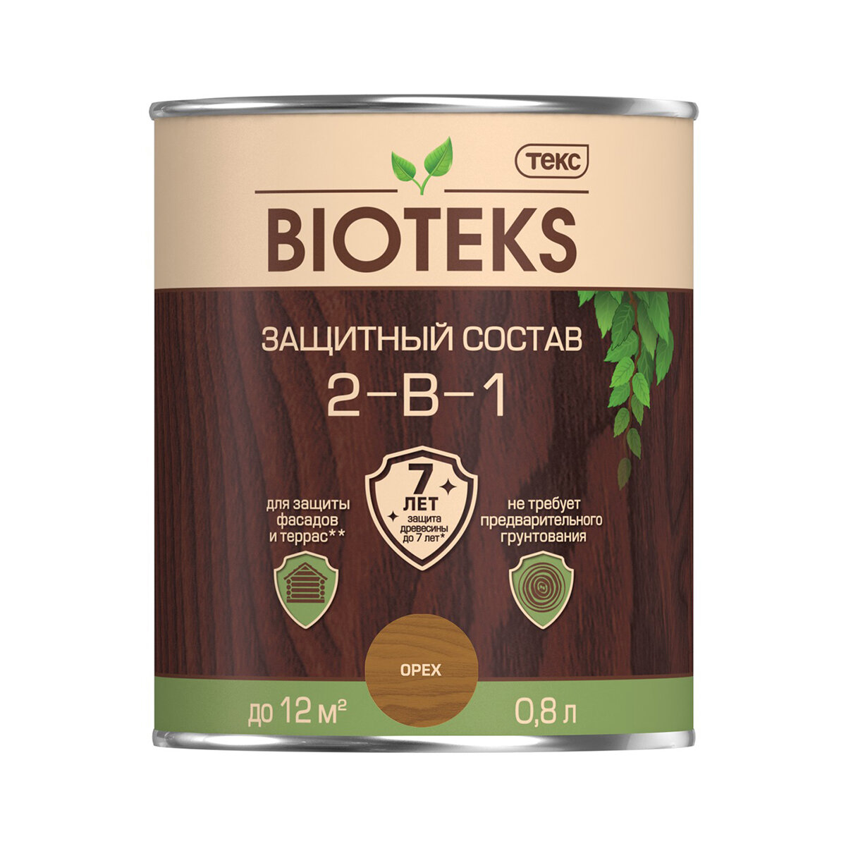 Защитный лессирующий состав для дерева Bioteks 2-в-1, 0,8 л, орех