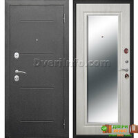 Дверь Феррони 7,5 см Гарда Серебро Зеркало фацет Белый ясень