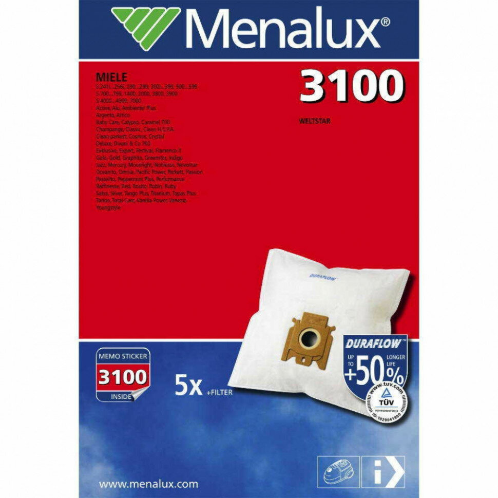 Мешки Menalux 3100 для пылесосов Miele, с микрофильтром, v1040 - фотография № 3