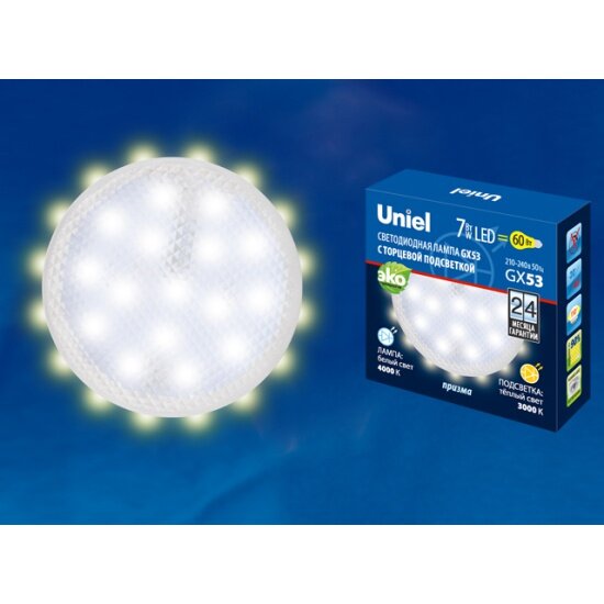 Светодиодная лампа UNIEL LED-GX53-7W/4000K+3000K/GX53/PR PLB02WH