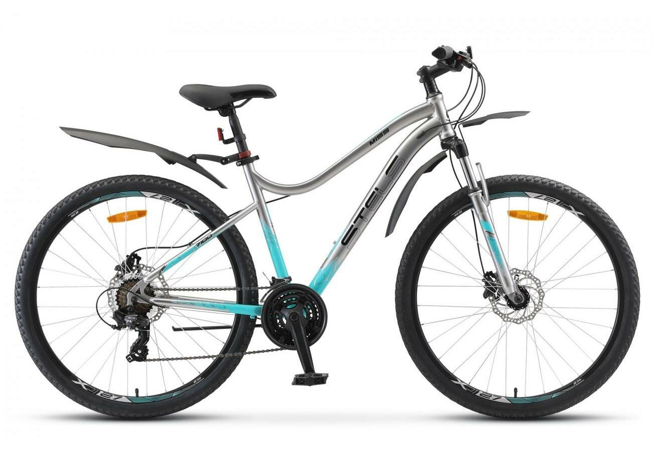 Горный велосипед Stels Miss 7100 D V010, год 2022, ростовка 18, цвет Серебристый