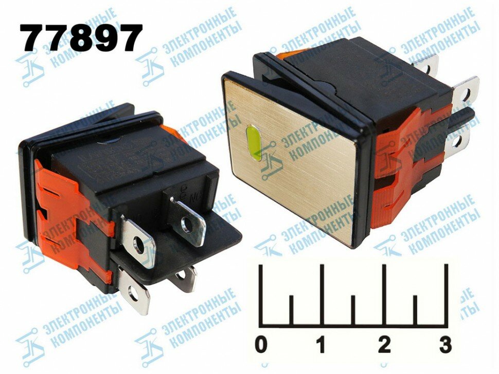 фото Выключатель 9-24/16 gold LED желтый 4 контакта влагозащищенный LBCX2822-2 IP65