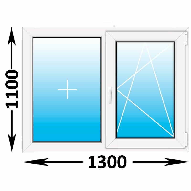Пластиковое окно Veka WHS двухстворчатое 1300x1100 (ширина Х высота) (1300Х1100)