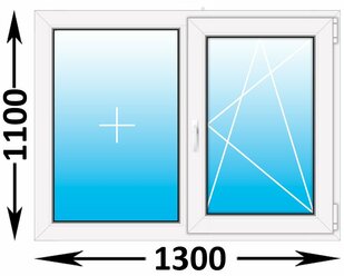 Пластиковое окно Veka WHS 60 двухстворчатое 1300x1100 (ширина Х высота) (1300Х1100)