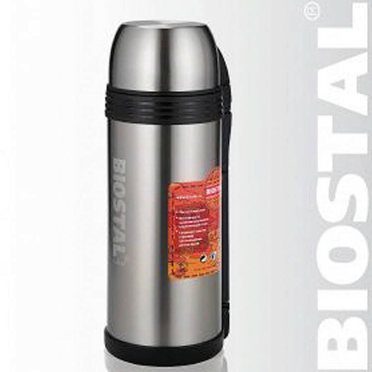 Термос для напитков Biostal 1,8 литра металлическая колба 1800NGP-P