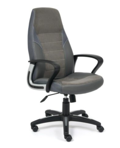 Кресло офисное TetChair INTER кож/зам/флок/ткань C-36/29/TW-12 gray / metallic