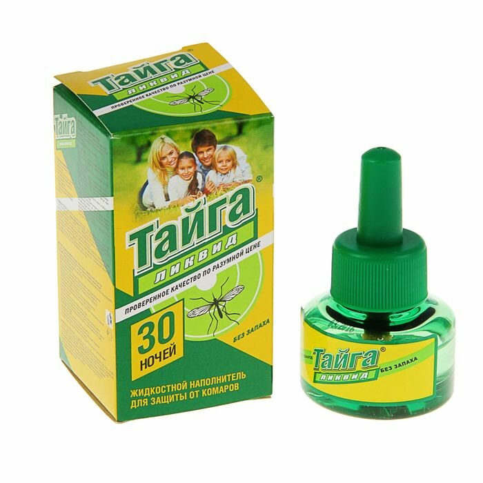 Дополнительный флакон-жидкость от комаров "Тайга" Ликвид, без запаха, 30 ночей, флакон, 30 мл (2 шт) - фотография № 1