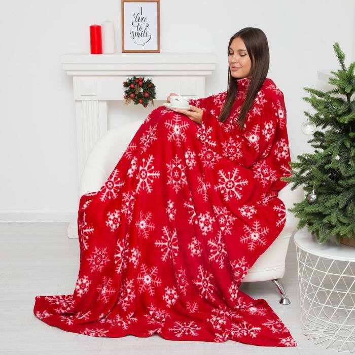 фото Плед с рукавами Этель «Снежинки» 150х200 см