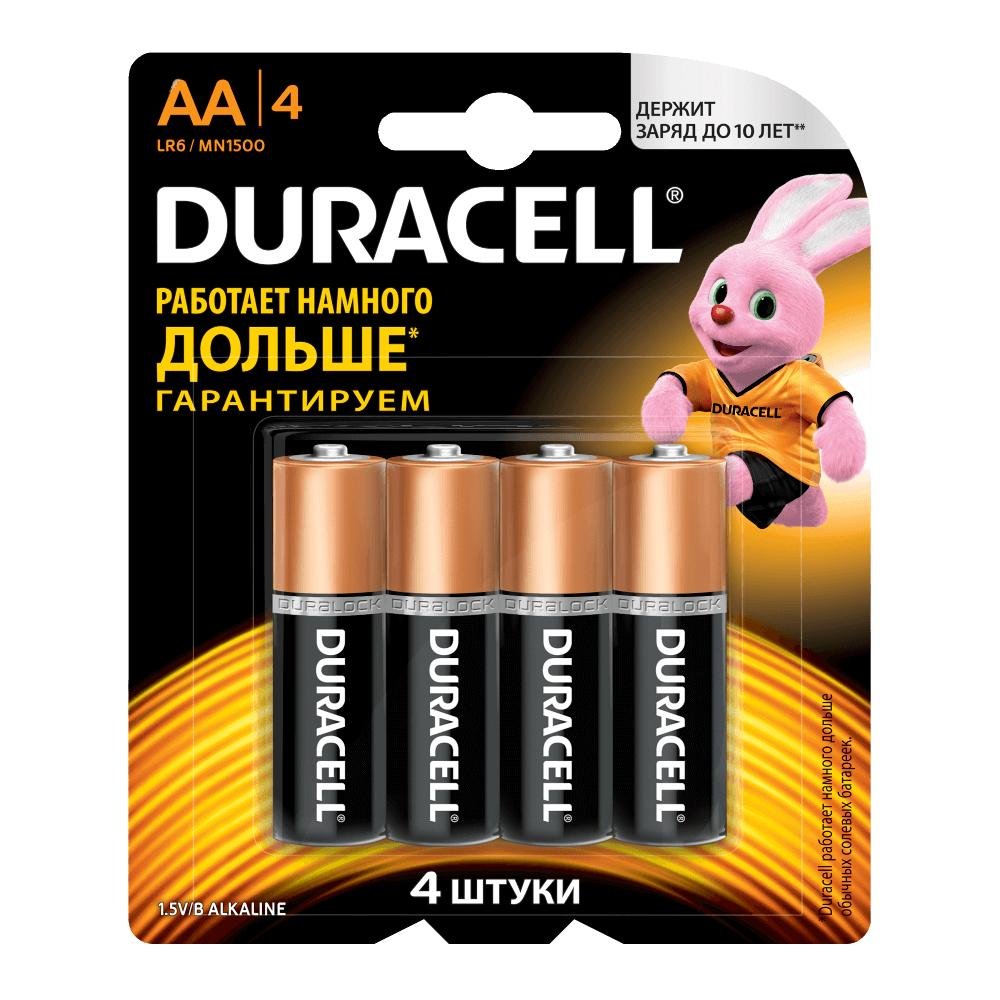 Duracell AA LR6 Alkaline MN1500 BL4 , 4шт.