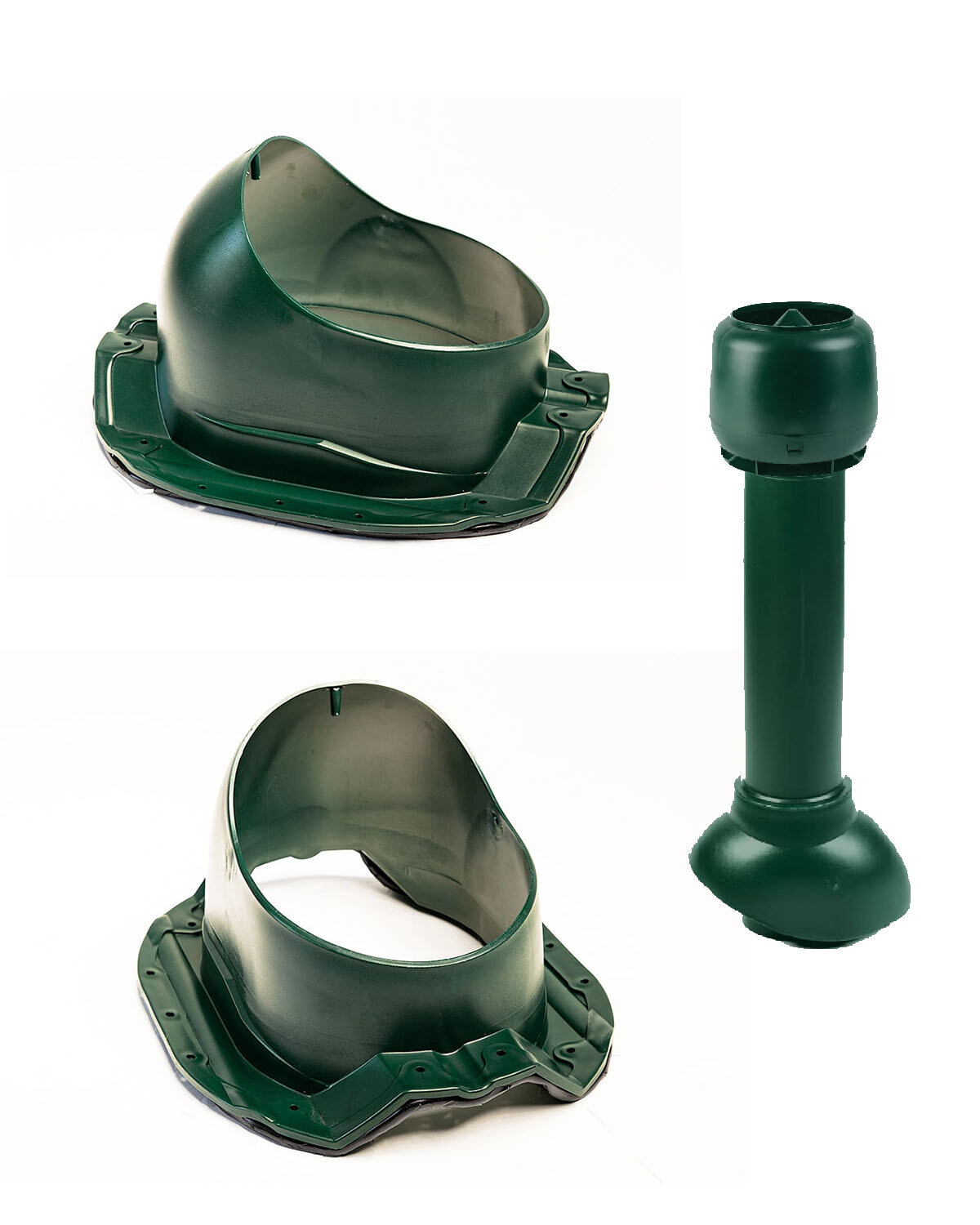 Комплект кровельной канализационной вентиляции поливент PROF-35 для металлопрофиля D110 H500, зеленый - фотография № 1