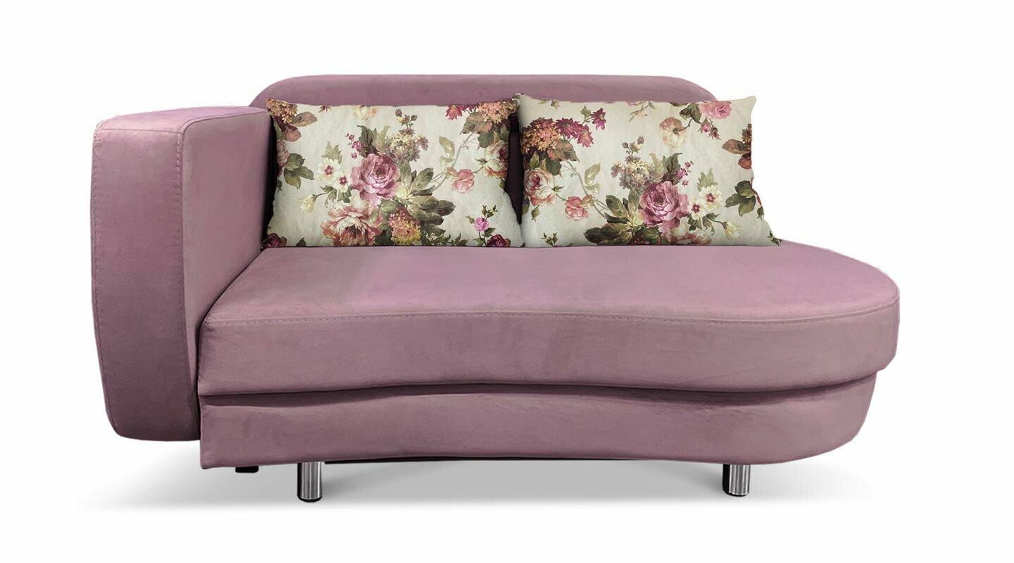 Прямой диван - тахта Бали 151х92х84 см, механизм еврокнижка, розовый, левый угол - фотография № 1