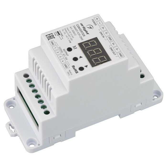 Конвертер SMART-K39-DMX (12-24V, 0/1-10V, DIN) (Arlight, Металл)