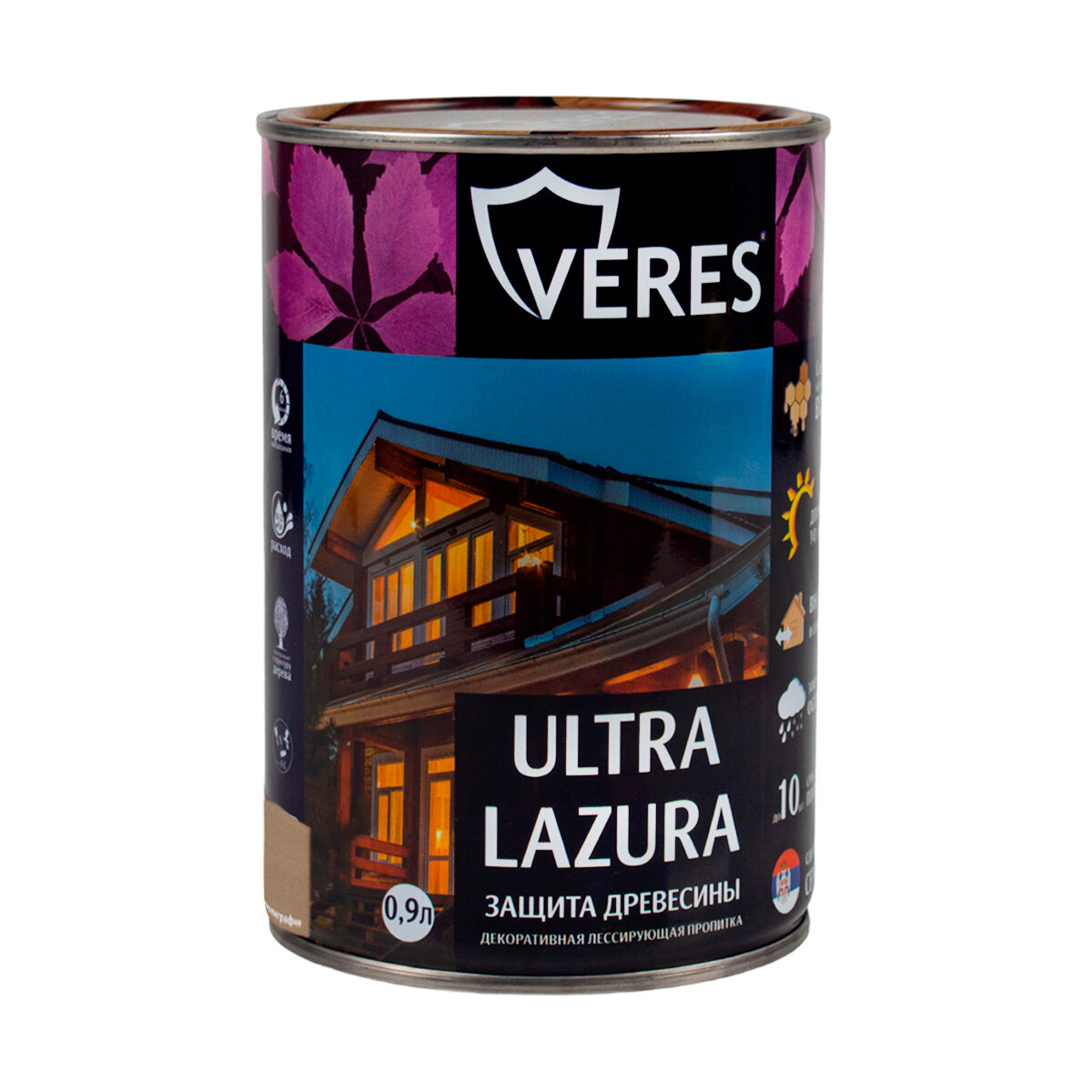 Декоративная пропитка для дерева Veres Ultra Lazura №30 глянцевая 09 л старая древесина