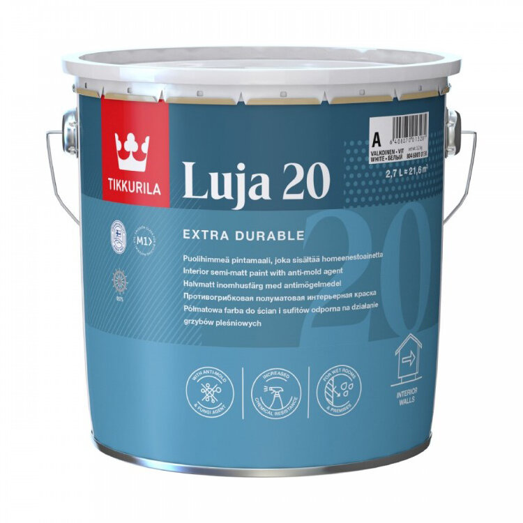 Tikkurila Luja 20, Специальная акрилатная краска, содержащая противоплесневый компонент, защищающий поверхность,база А,2,7л