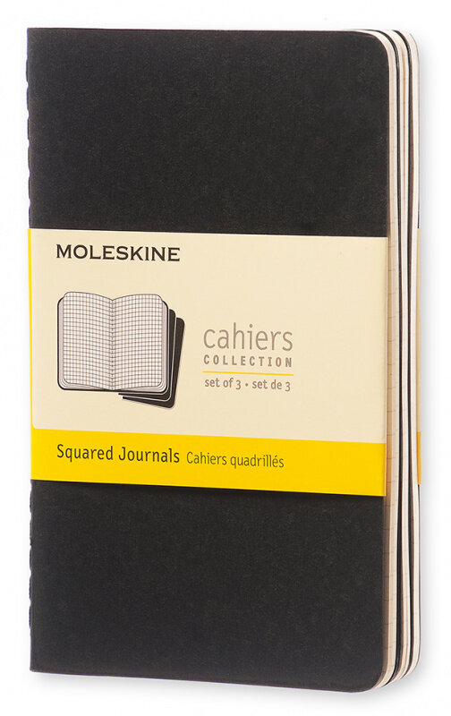 Блокнот Moleskine CAHIER JOURNAL QP312 Pocket 90x140мм обложка картон 64стр. клетка черный 3шт