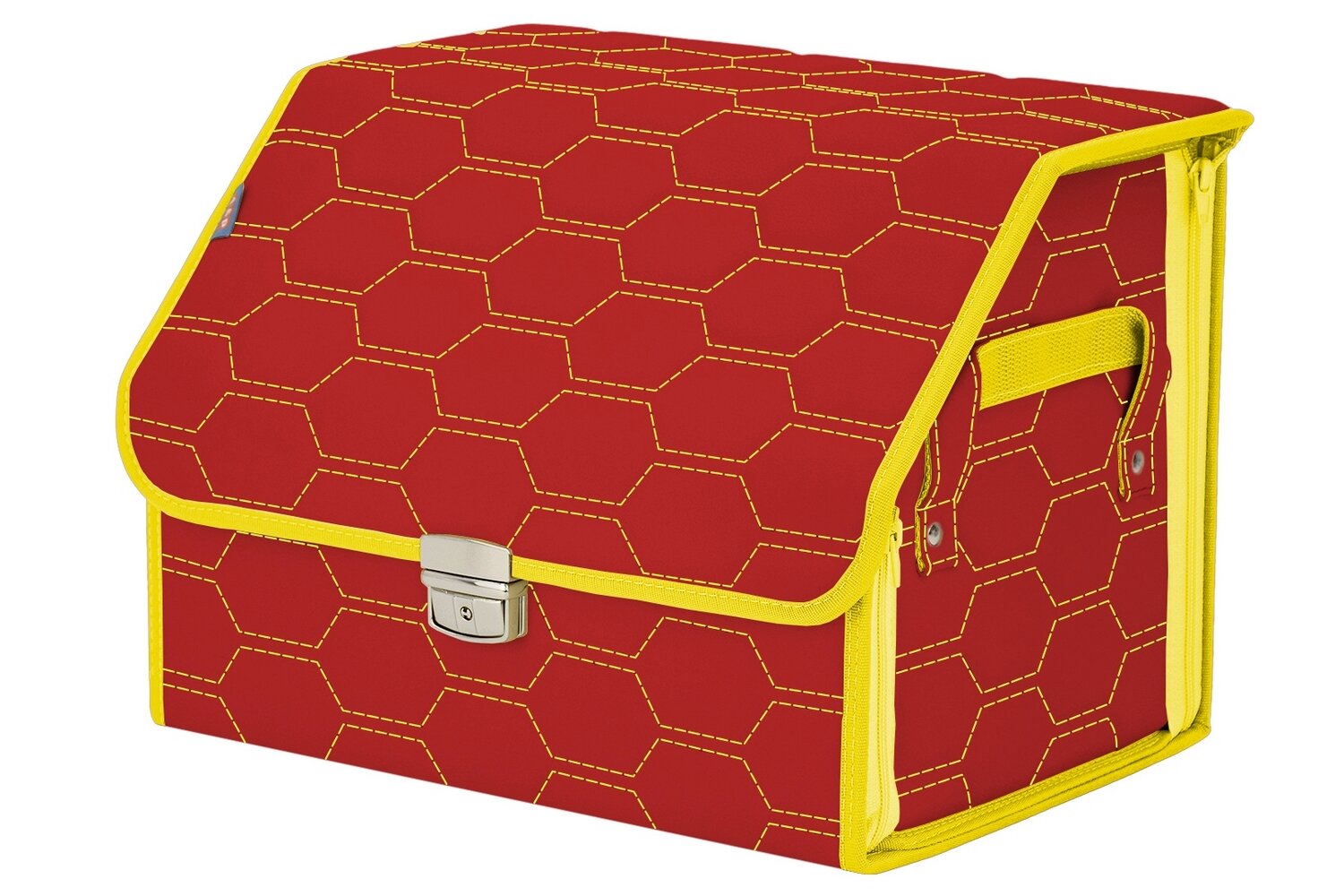 Органайзер-саквояж в багажник "Союз Премиум" (размер M). Цвет: красный с желтой прострочкой Соты.