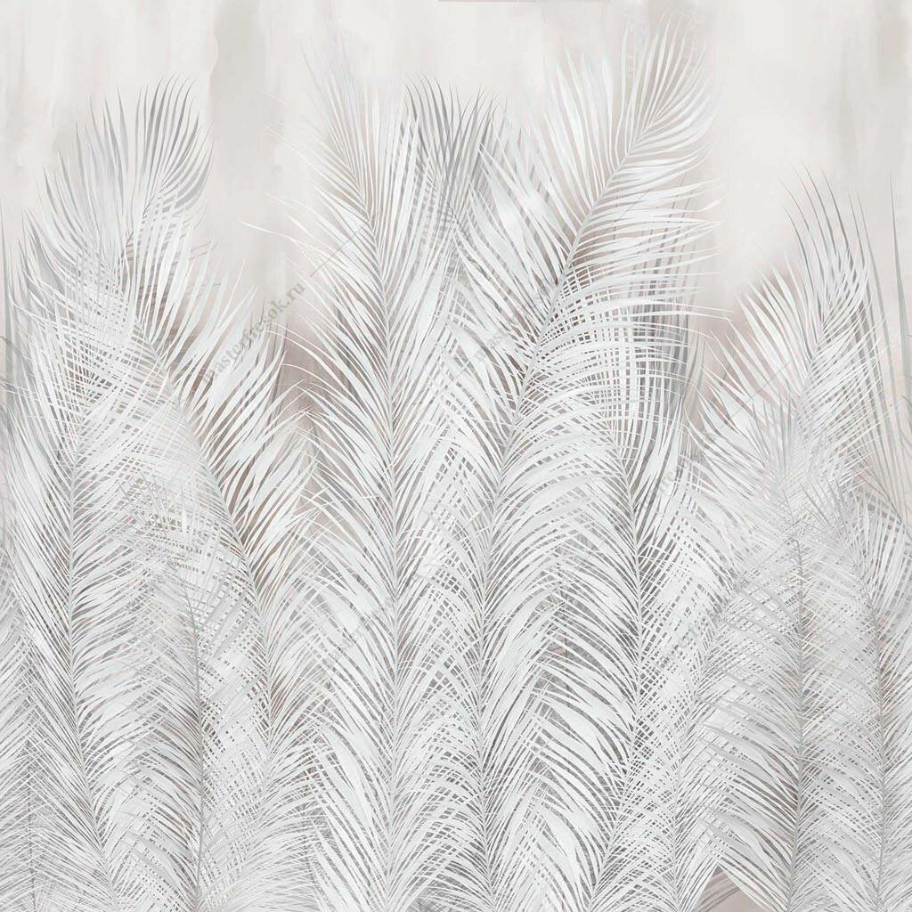 Фотообои Белые пальмовые листья 275x275 (ВхШ), бесшовные, флизелиновые, MasterFresok арт 9-1253 - фотография № 1