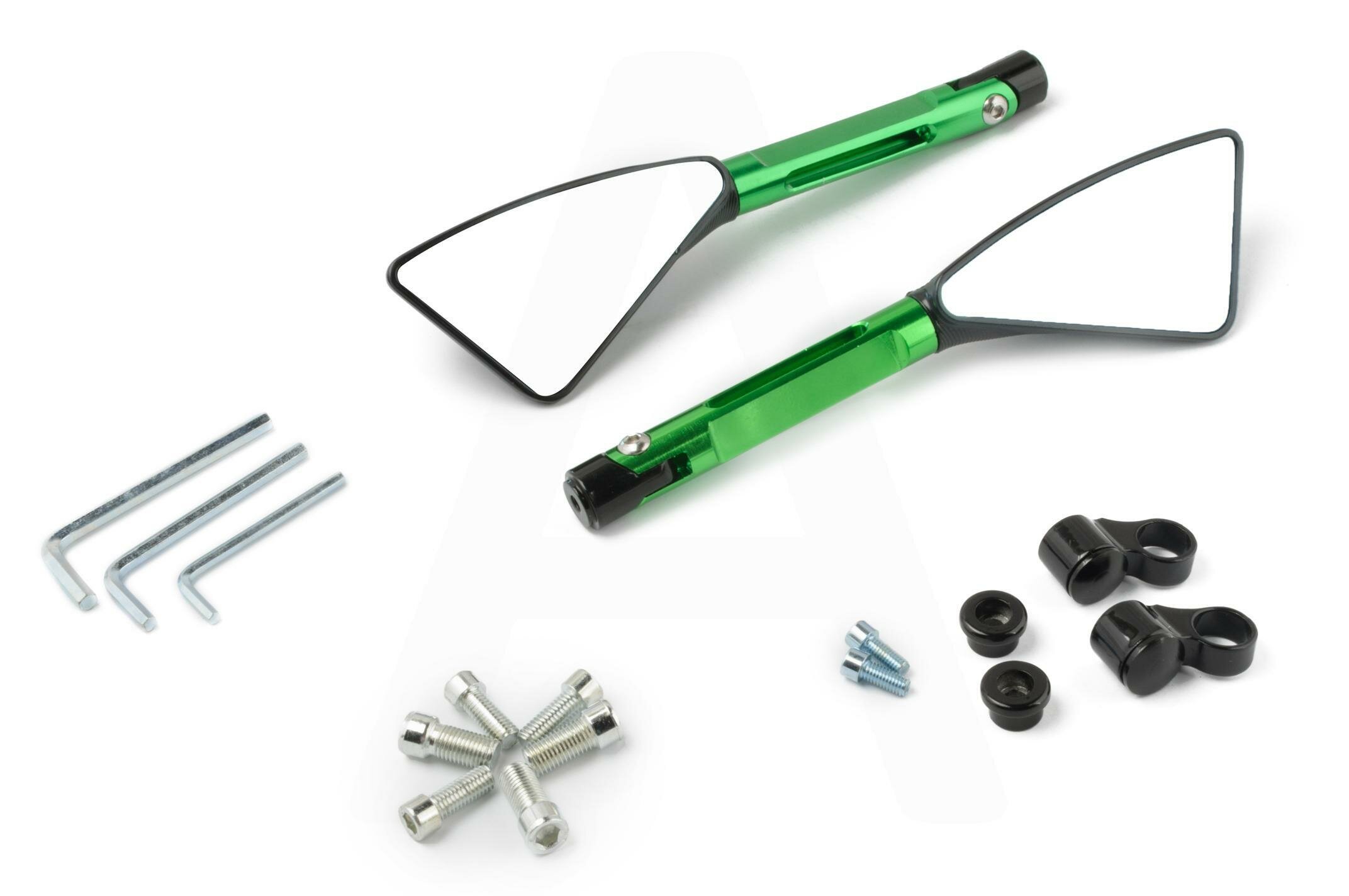 фото Зеркала (зеленые, треугольные, алюм., антиблик, переход., инструм.) "KOMATCU"