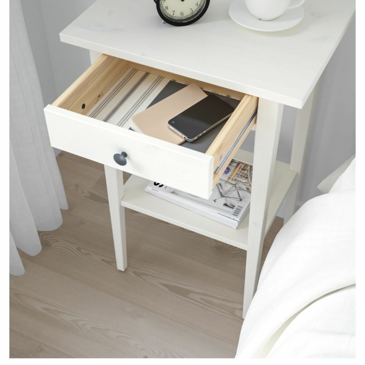 HEMNES Тумбочка IKEA, белая глазурь, размер 46x35 см - фотография № 5