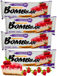 Протеиновый батончик Bombbar Protein Bar 4 x 60 g, Малиновый чизкейк - изображение