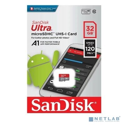 SanDisk Карта памяти SecureDigital 32Gb SanDisk Class 10 Ultra UHS-I 120MB/s SDSQUA4-032G-GN6MN