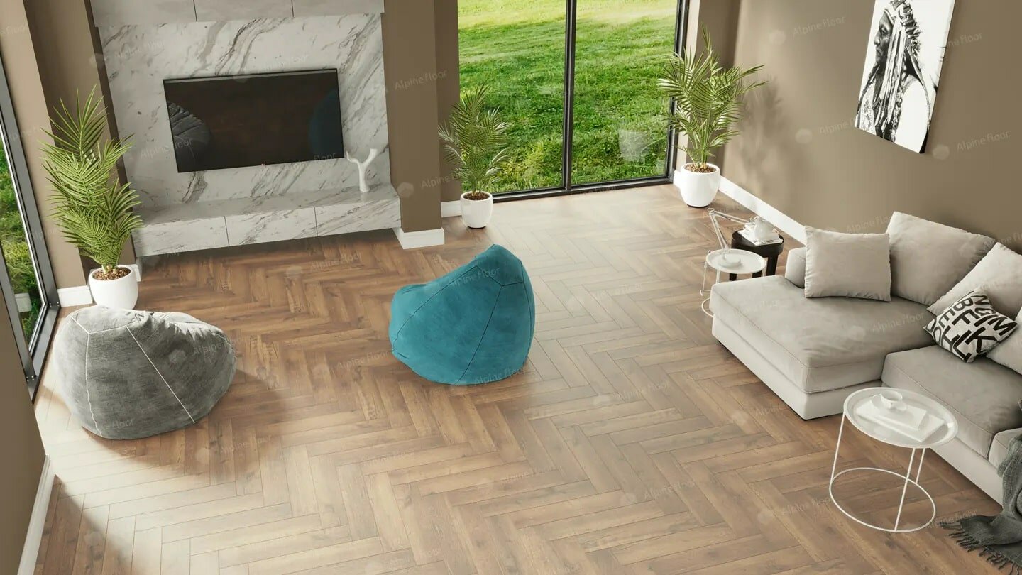 Инженерная каменно-полимерная плитка Alpine Floor Parquet Premium ABA Дуб Royal ECO19-2 (1 уп./075 м2)