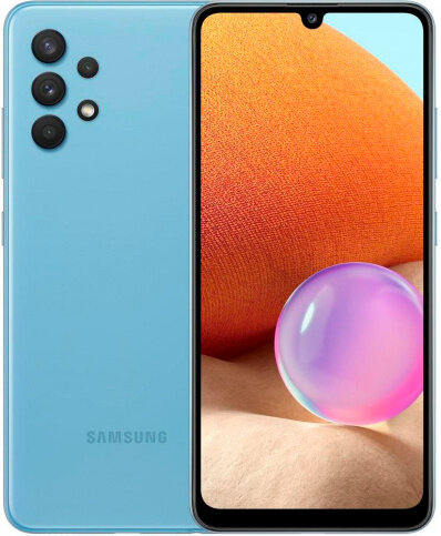 Смартфон Samsung SM-A325F Galaxy A32 64Gb 4Gb голубой моноблок 3G 4G 2Sim 6.4" 1080x2400 Android 11 64Mpix 802.11 b/g/n/ac NFC GPS GSM900/1800 GSM1900 TouchSc microSD max1024Gb