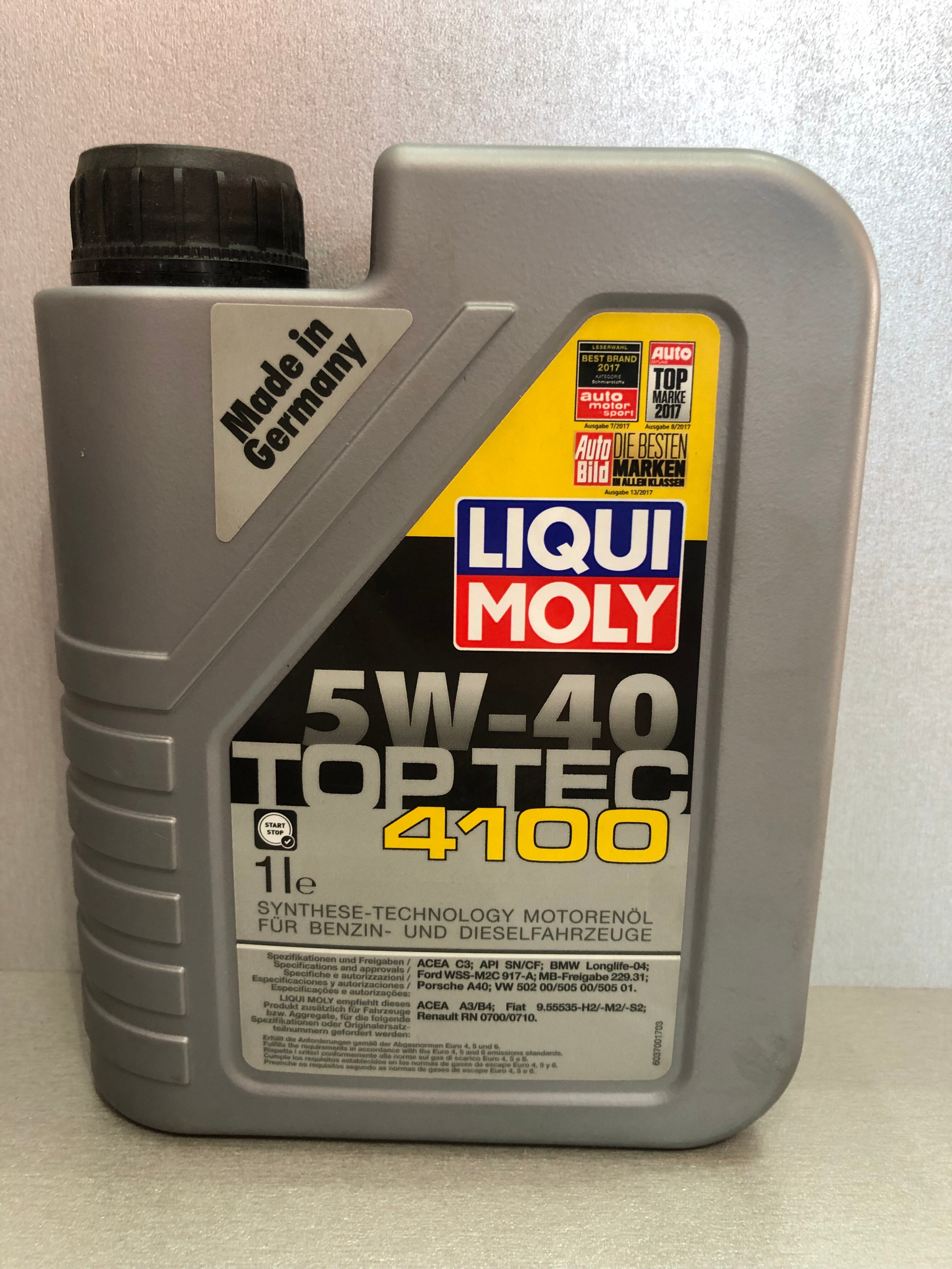 Масло моторное Liqui Moly Top Tec 4100 5W-40 1л синт. API SN/CF