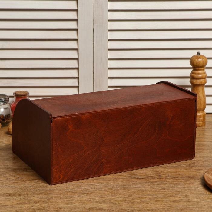 Хлебница деревянная "Буханка", прозрачный лак, цвет красное дерево, 38×24.5×16.5 см - фотография № 3
