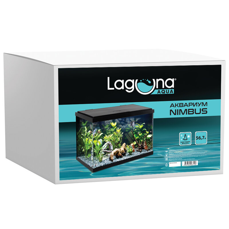 Аквариум прямоугольный Laguna Nimbus, 56л, освещение LED 10Вт,черный, 593х308х366мм - фотография № 2