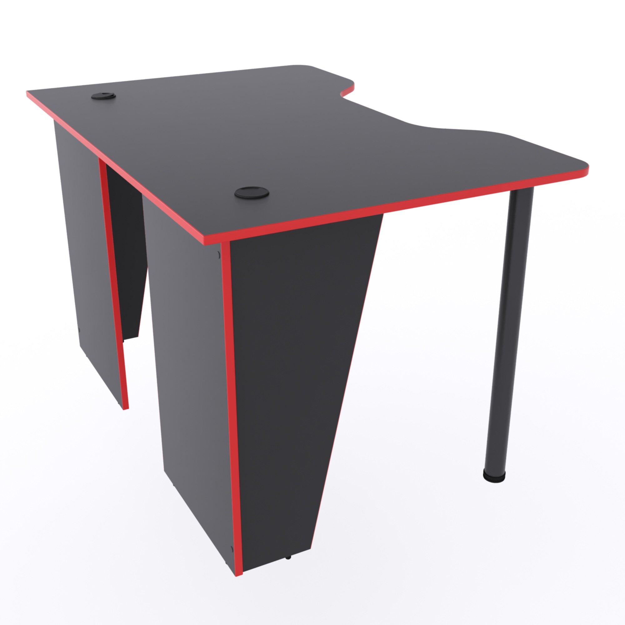 Игровой компьютерный стол "Лакер" c подставкой для ПК, 120x80x75 см, чёрный с красной кромкой - фотография № 6