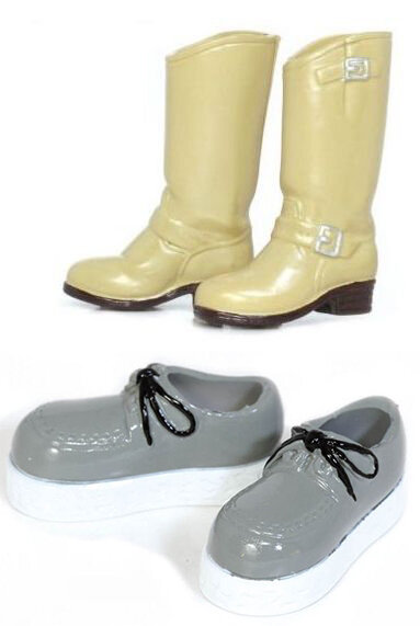 Бежевые высокие сапоги и серые ботинки для кукол Pullip (Пуллип) 31 см / Blythe (Блайз) / Dollmore (Доллмор), Groove inc