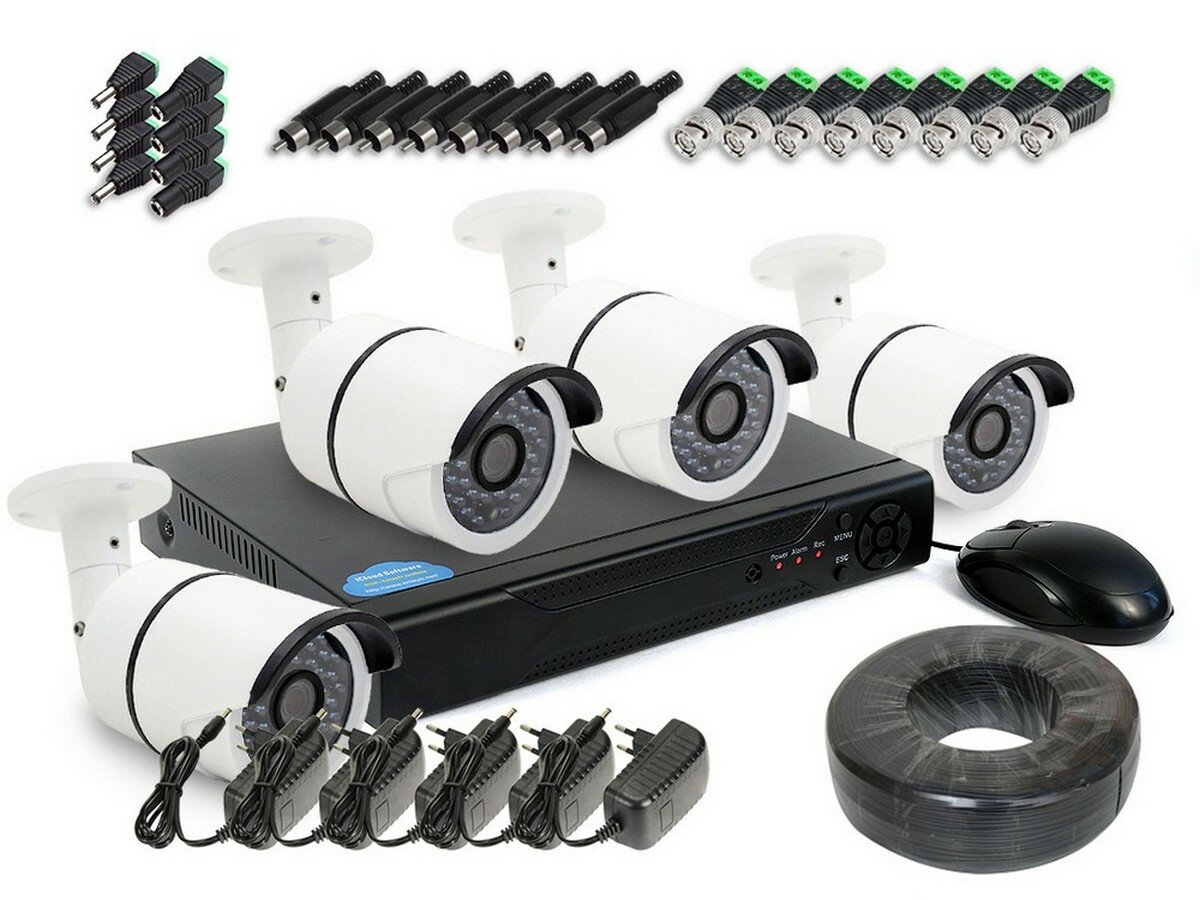 SKY-2604-5M KDM 018-A5 - готовая система 5mp уличного видеонаблюдения для дачи - готовые комплекты видеонаблюдения