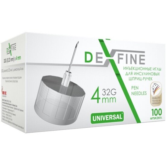 Иглы IME-DC универсальные для шприц-ручек DEXFINE 32G x 4мм №100