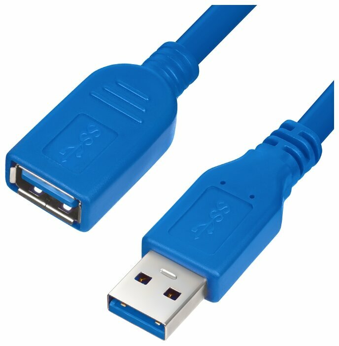 Удлинитель USB 3.0 для 4G 5G модемов внешних дисков и других энергоемких USB устройств GCR 1м синий