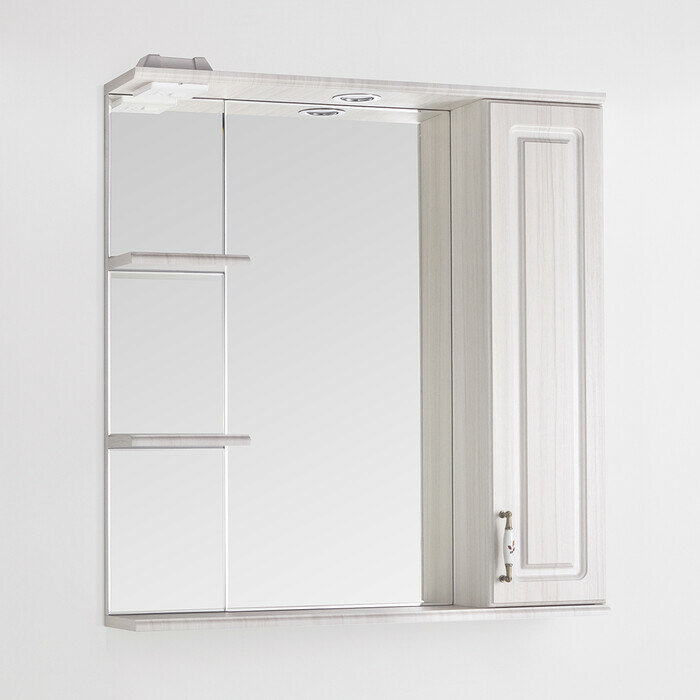 Зеркало-шкаф Style line Олеандр-2 Люкс 75 с подсветкой рельеф пастель (4650134470840)