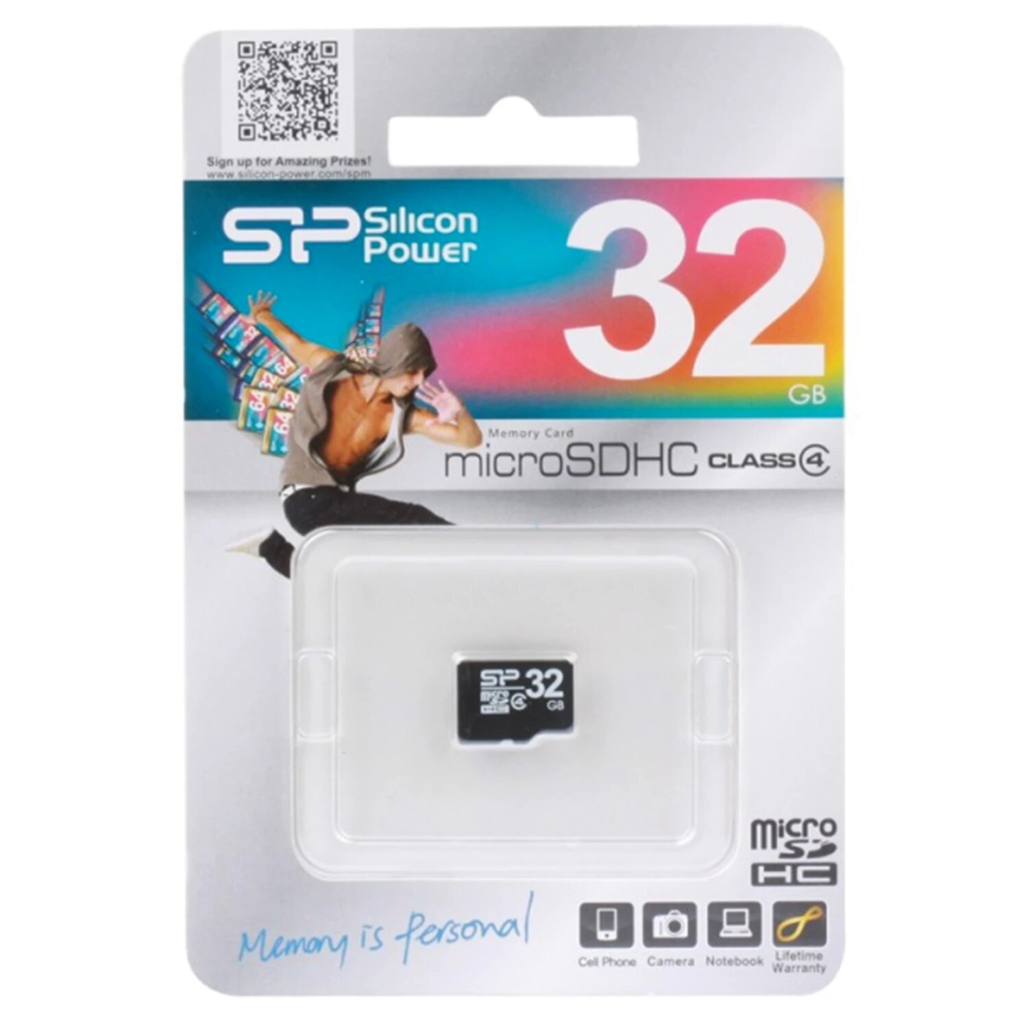 Карта памяти micro SDHC, 32 GB, SILICON POWER, 4 Мб/сек. (class 4), SP032GBSTH004V1