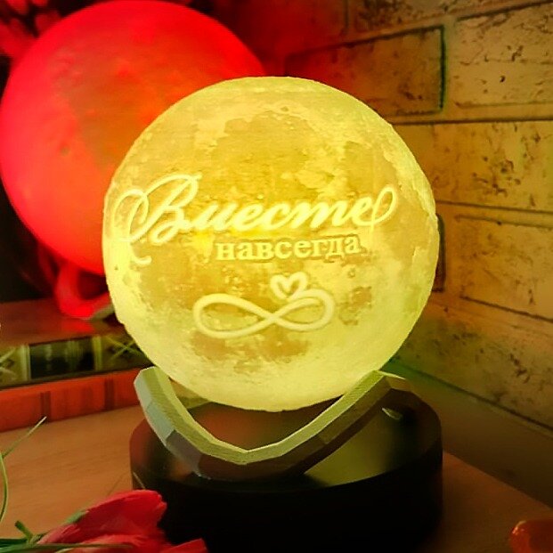 3D Лампа Луна "Вместе навсегда" COSMOLAMP Promo 15 см с готовым дизайном - фотография № 4