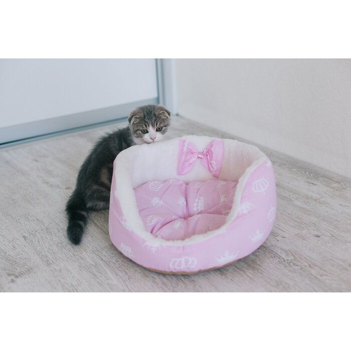 Пижон Лежанка для котят и щенков, 35 х 14 см, розовая, микс рисунков - фотография № 6