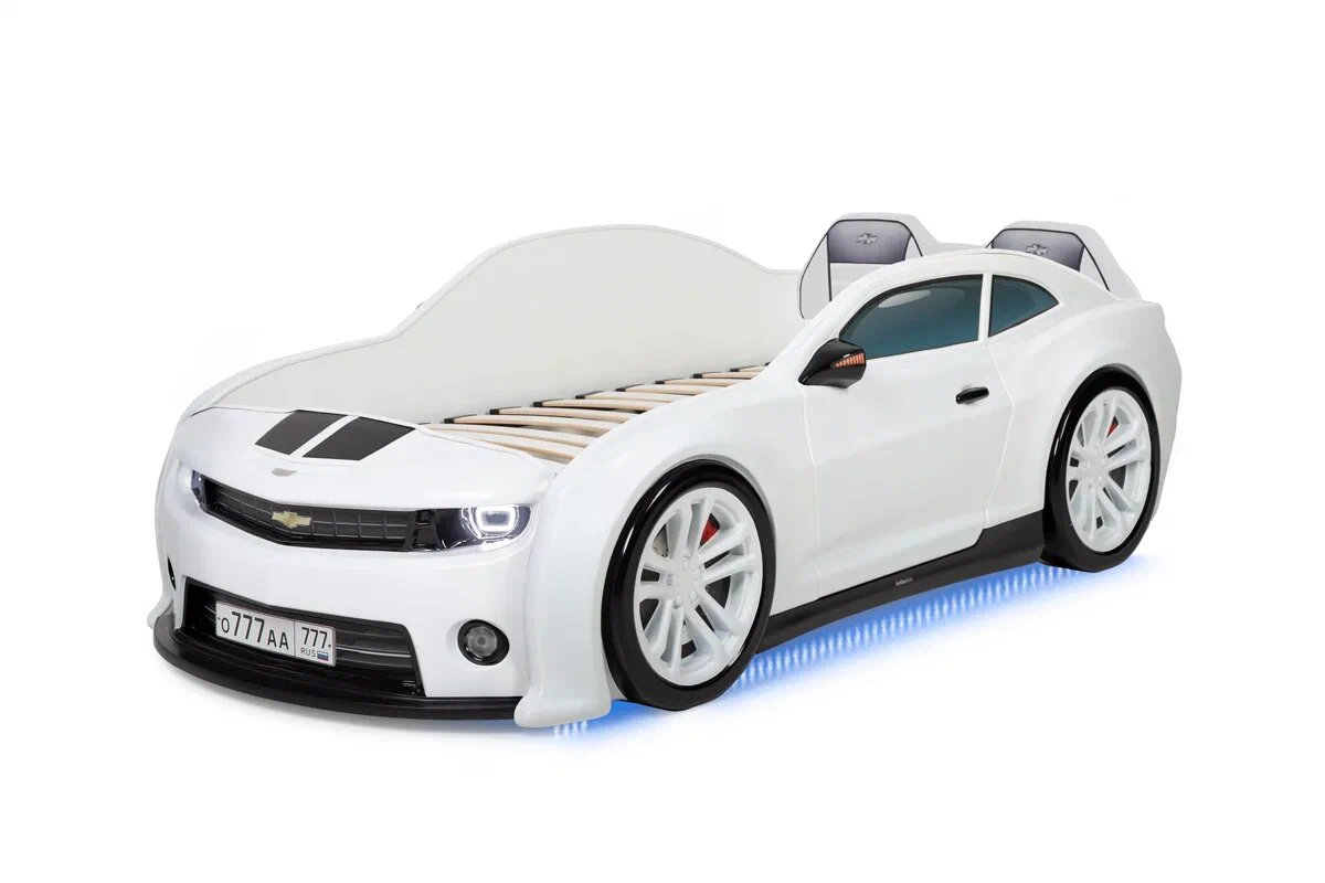 Futuka kids кровать-машинка объемная 3d Evo Camaro белый матовый