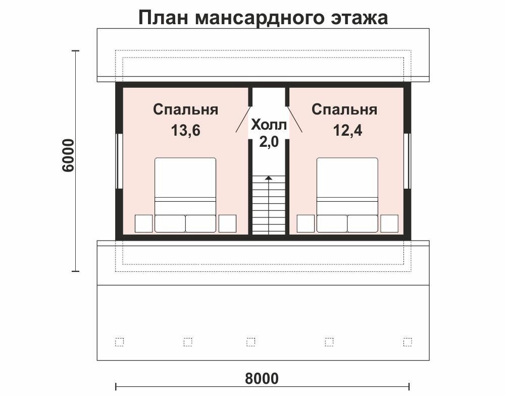 (85м2, 8х6м) Готовый проект каркасного дома с мансардой и террасой - AS-2216 - фотография № 4